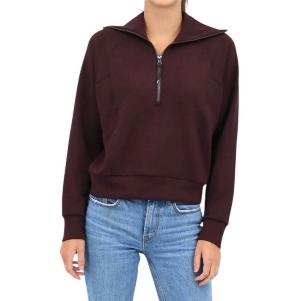 SPANX Air Essentials Half Zip Espresso Brown NWT … - image 4